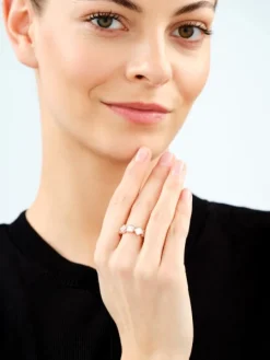 Pierścionek z mosiądzu pozłacany z masą perłową - kwadraty