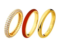 Pierścionek z mosiądzu pozłacany z cyrkoniami i emalią