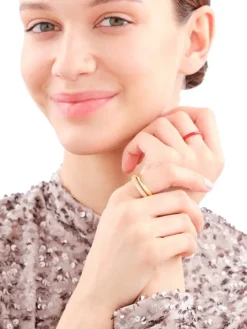 Pierścionek z mosiądzu pozłacany z cyrkoniami i emalią