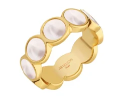 Pierścionek z mosiądzu pozłacany z masą perłową