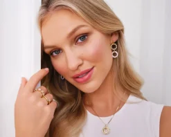 Pierścionek z mosiądzu pozłacany z masą perłową