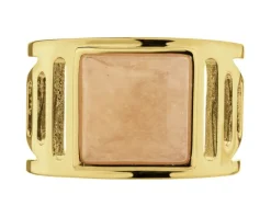 Pierścionek z mosiądzu pozłacany z kalcytem - sygnet