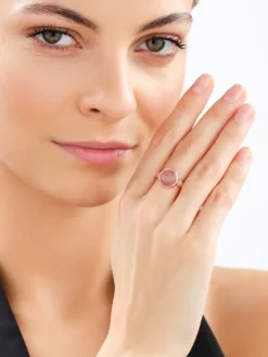 Pierścionek z mosiądzu pozłacany z kwarcem