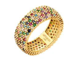 Pierścionek z mosiądzu pozłacany z cyrkoniami - Eternity