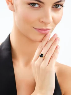 Pierścionek z mosiądzu pozłacany z agatem