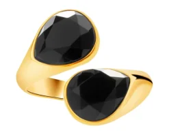 Pierścionek z mosiądzu pozłacany z agatem