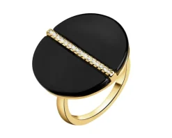 Pierścionek z mosiądzu pozłacany z agatem i cyrkoniami