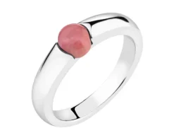 Pierścionek z mosiądzu rodowany z rhodonitem