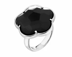 Pierścionek z mosiądzu rodowany z agatem