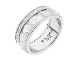 Pierścionek z mosiądzu rodowany z cyrkoniami