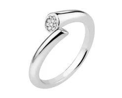 Pierścionek z mosiądzu rodowany z cyrkoniami