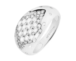 Pierścionek z mosiądzu rodowany z cyrkoniami