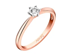 Pierścionek z różowego i białego złota z brylantem - 0,03 ct - próba 375