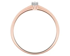 Pierścionek z różowego i białego złota z brylantem - 0,01 ct - próba 375
