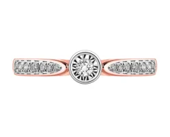 Pierścionek z różowego i białego złota z brylantami - 0,20 ct - próba 585