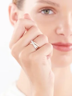 Pierścionek z różowego i białego złota z brylantami - 0,20 ct - próba 585