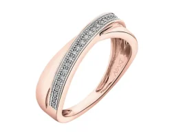 Pierścionek z różowego złota z diamentami - 0,07 ct - próba 585