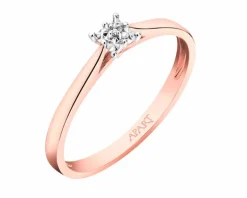 Pierścionek z różowego złota diamentem - 0,003 ct - próba 375