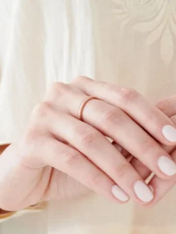 Pierścionek z różowego złota z brylantami - 0,10 ct - próba 585