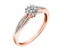 Pierścionek z różowego złota z diamentami - 0,12 ct - próba 585