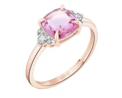 Pierścionek z różowego złota z diamentami i topazem - próba 585