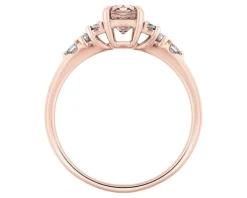 Pierścionek z różowego złota z brylantami i morganitem - próba 585