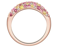 Pierścionek z różowego złota z brylantami, kamieniami szlachetnymi i ozdobnymi - próba 585