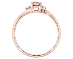 Pierścionek z różowego złota z brylantami i morganitem - próba 585