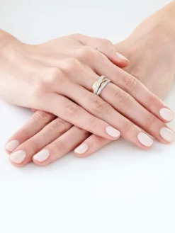 Pierścionek  z żółtego, białego i różowego złota z diamentami - 0,31 ct - próba 585