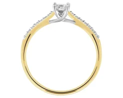 Pierścionek z żółtego i białego złota z diamentami - 0,36 ct - próba 585