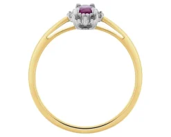 Pierścionek z żółtego i białego złota z diamentami i rubinem - próba 375