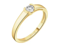 Pierścionek z żółtego i białego złota z brylantem - 0,05 ct - próba 585