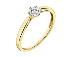 Pierścionek z żółtego i białego złota z brylantem - 0,02 ct - próba 375