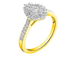 Pierścionek z żółtego i białego złota z diamentami - 0,39 ct - próba 585