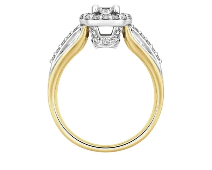 Pierścionek z żółtego i białego złota z diamentami - 0,72 ct - próba 585