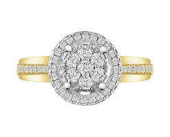 Pierścionek z żółtego i białego złota z brylantami - 0,43 ct - próba 585