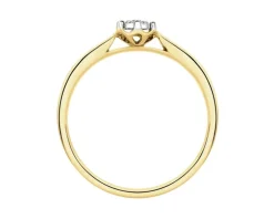Pierścionek z żółtego i białego złota z brylantem - 0,02 ct - próba 585