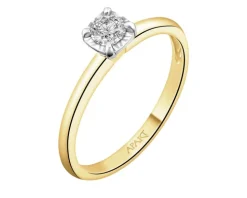 Pierścionek z żółtego i białego złota z brylantem - 0,20 ct - próba 585