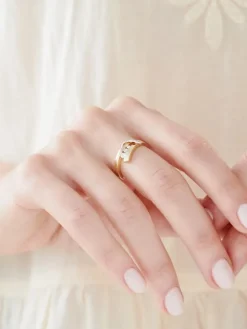 Pierścionek z żółtego i białego złota z brylantami - 0,11 ct - próba 585