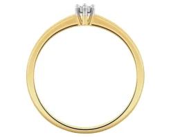 Pierścionek z żółtego i białego złota z brylantem - 0,02 ct - próba 375