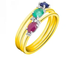 Pierścionek z żółtego i białego złota z diamentami i rubinem - próba 375