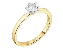 Pierścionek z żółtego i białego złota z brylantem - 0,08 ct - próba 585