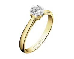 Pierścionek z żółtego i białego złota z brylantem - 0,08 ct - próba 585