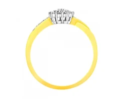 Pierścionek z żółtego i białego złota z brylantami - 0,12 ct - próba 585