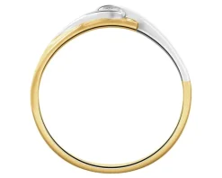 Pierścionek z żółtego i białego złota z brylantem - 0,02 ct - próba 375