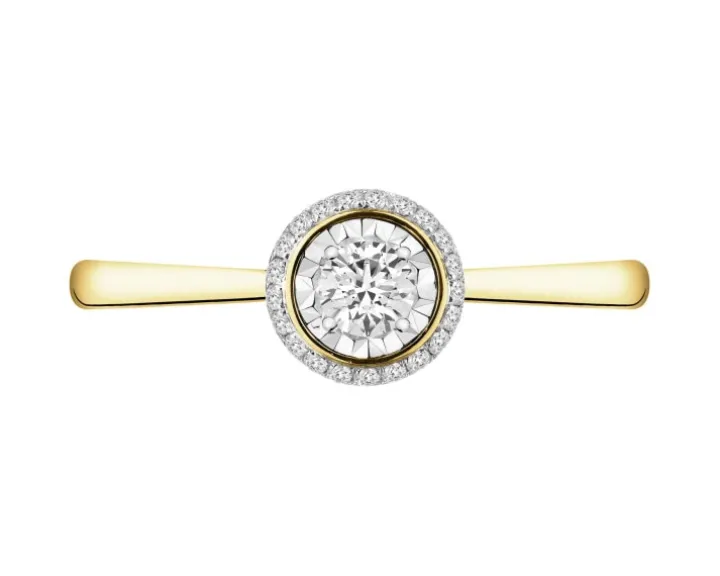 Pierścionek z żółtego i białego złota z brylantami - serce - 0,20 ct - próba 585