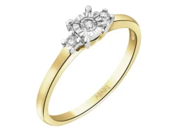 Pierścionek z żółtego i białego złota z brylantami - 0,10 ct - próba 750
