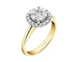 Pierścionek z żółtego i białego złota z brylantami - 0,52 ct - próba 585