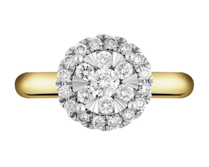 Pierścionek z żółtego i białego złota z brylantami - 0,52 ct - próba 585