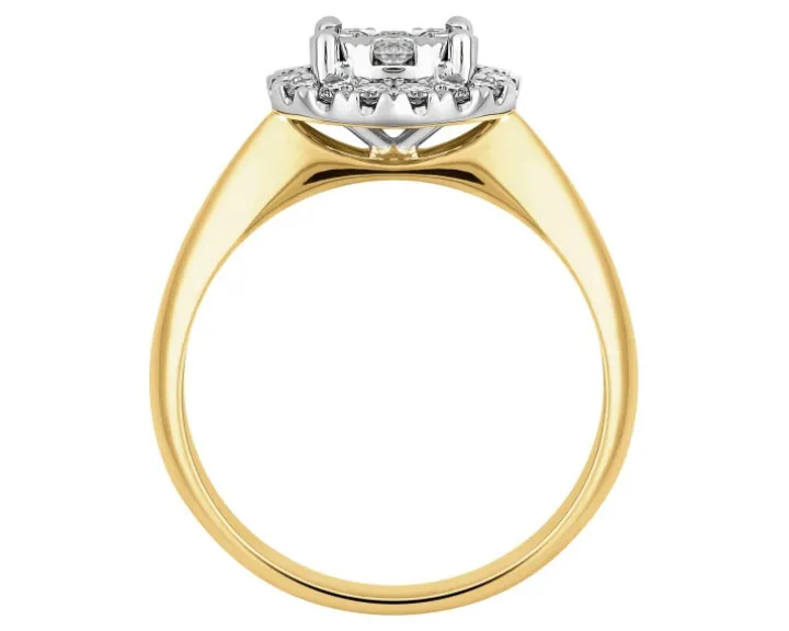 Pierścionek z żółtego i białego złota z brylantami - 0,52 ct - próba 585